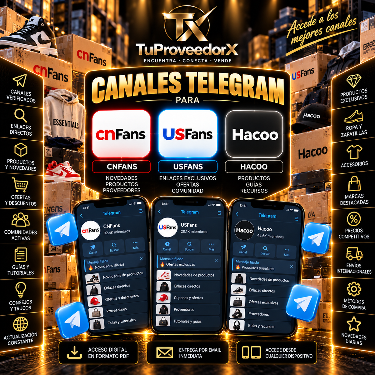 CANALES TELEGRAM PARA CN FANS, US FANS, HACOO